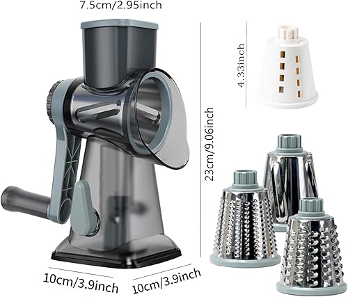Miniatura 6 de Rallador de queso, rallador giratorio de queso con asa, triturador de queso giratorio multifuncional que ralla sin esfuerzo queso, verduras y frutas