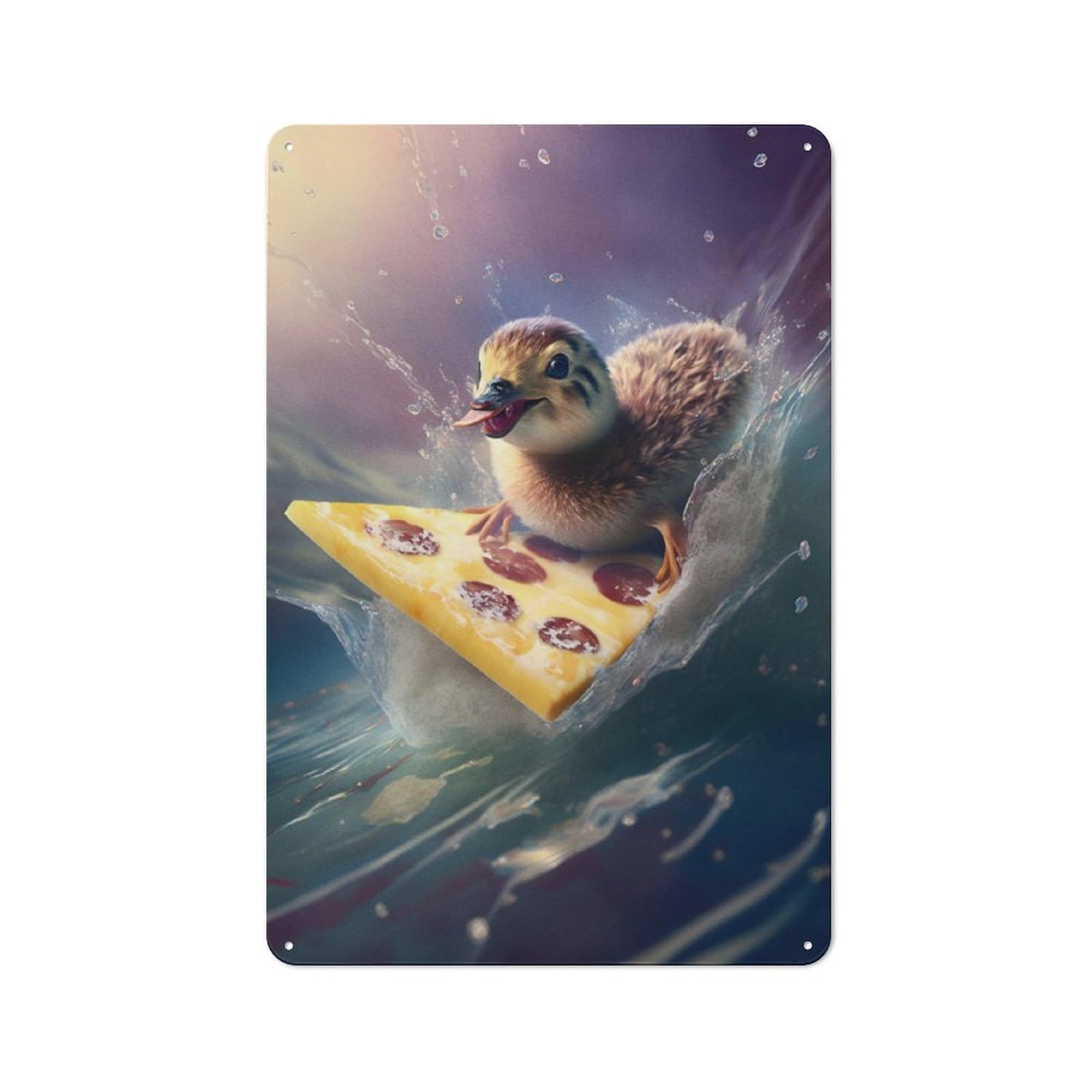 Junmoney Surfing Ducklings Decorative Tin Plaque With Design 30X20cm, Classic Novelty Wall Art For Flat, Dorm Room, Lounge Or Cafe