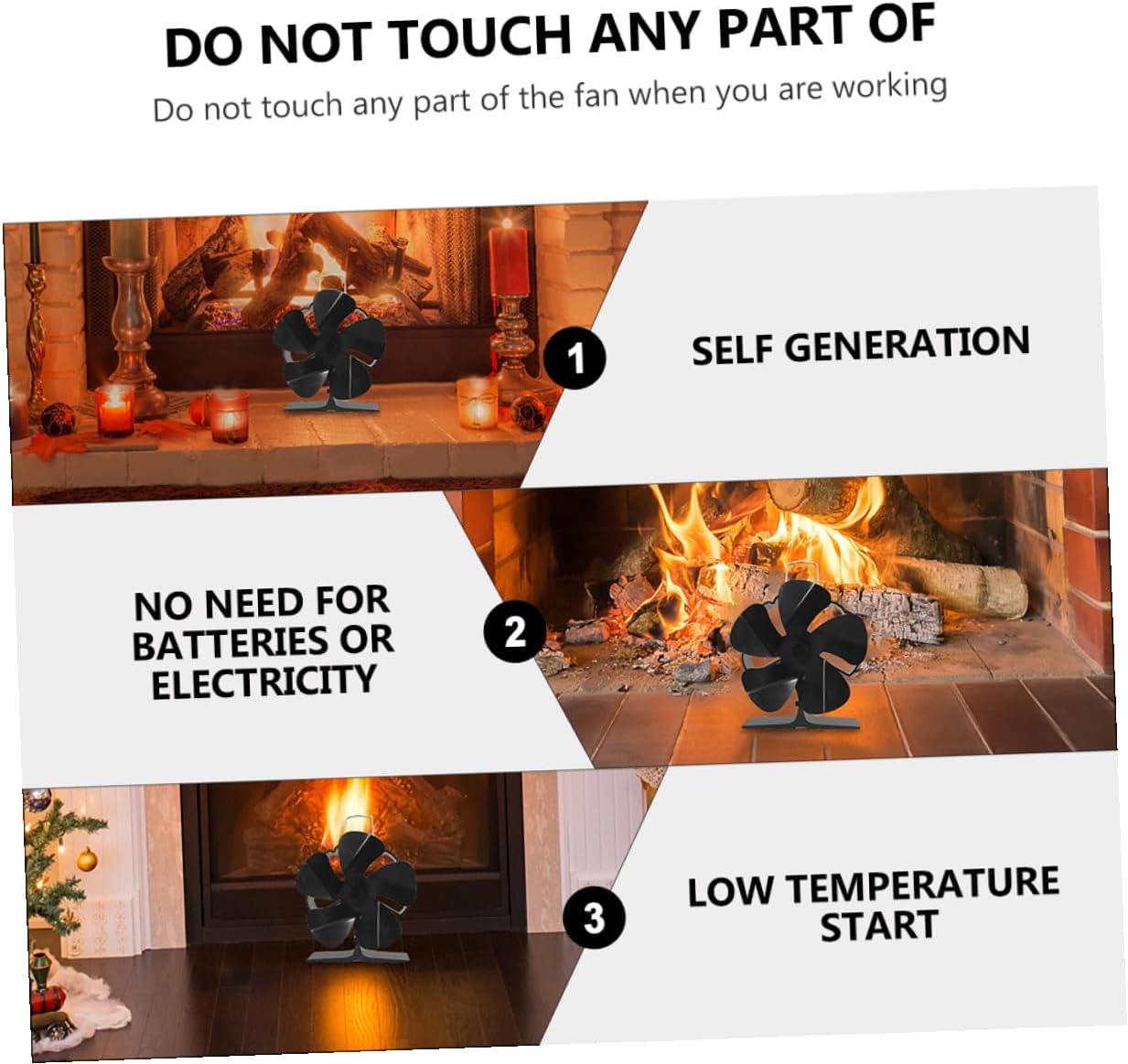 VILLCASE Mini 5-blade Thermal Stove Fan Heat Powered Fireplace Fan Aluminum Blades Silent Operation for Woodstove Heat Distribution in Home Heating