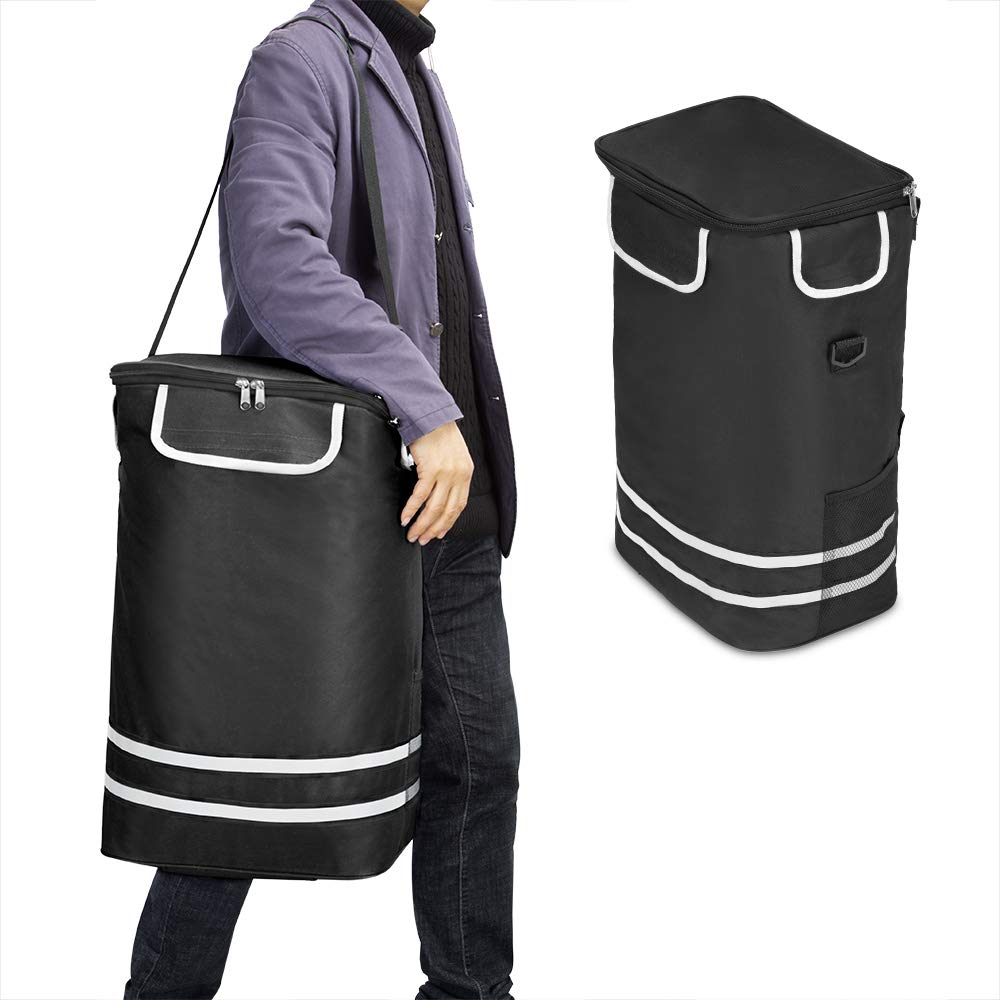 Monzana Carro de la Compra Negro 56L hasta 50 Kg con Ruedas Bolsa Extraíble Plegable Carrito de Supermercado