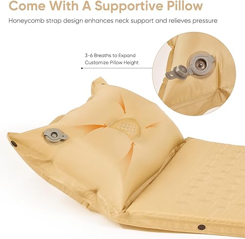 Miniatura 3 de Naturehike Colchoneta de dormir para camping, ultraligera para 2 personas con almohada, inflado rápido, almohadilla de espuma viscoelástica para