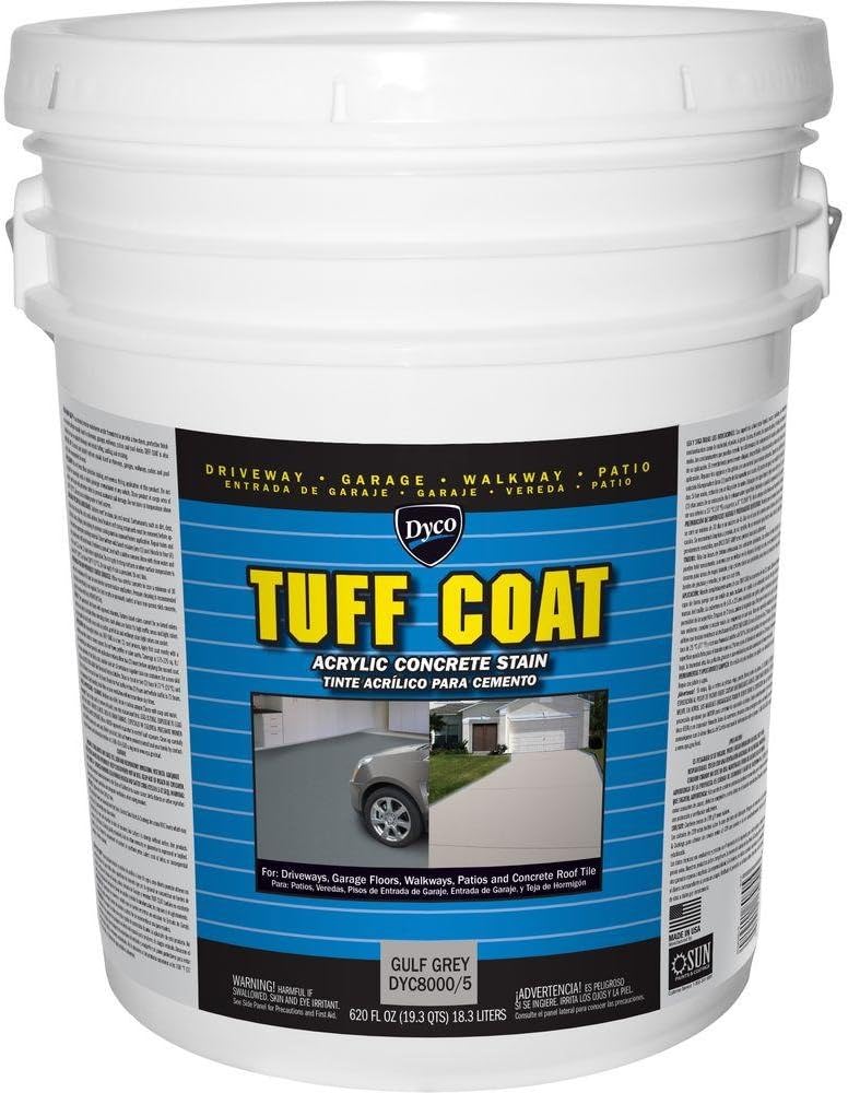 Tuff Coat 5 Gallon - Low Sheen Exterior Waterborne Acrylic Concrete Stain - 8000 Gulf Grey