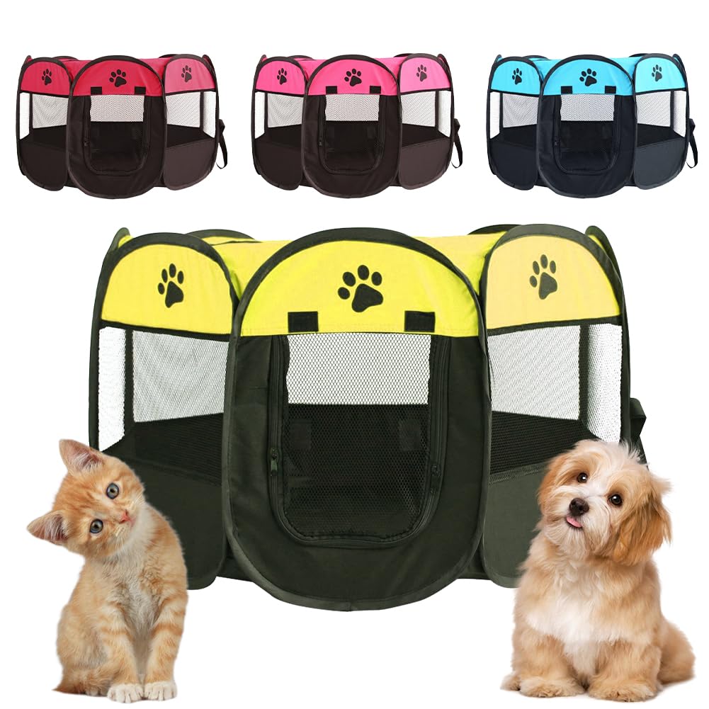 Parc pour Chiots - Pliable - pour Chiens - en Tissu Oxford - Étanche - pour l'intérieur ou l'extérieur - Fruit Vert