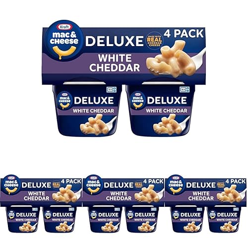 Kraft Deluxe White Cheddar Easy Microwavable Macaroni and Cheese Cups (4 ct Pack, 2.39 oz Cups) (Pack of 4) - Whide Cheddar (Pack of 4) - 2.39 Ounce (Pack of 16)