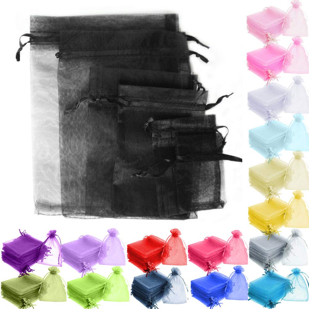 Time to Sparkle 200 Pcs Organza Gift Bags - Black 5x7cm