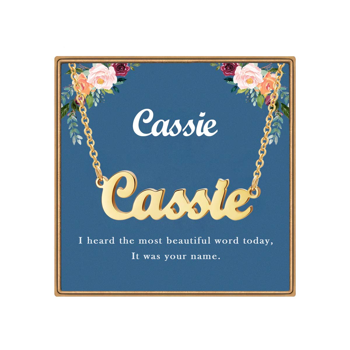 Ldurian Custom Name Necklace, Personalized Name Plate Pendant Necklace Pre Gifts, Charm Pre-made Jewelry for Mom Mama Birthday Anniversary