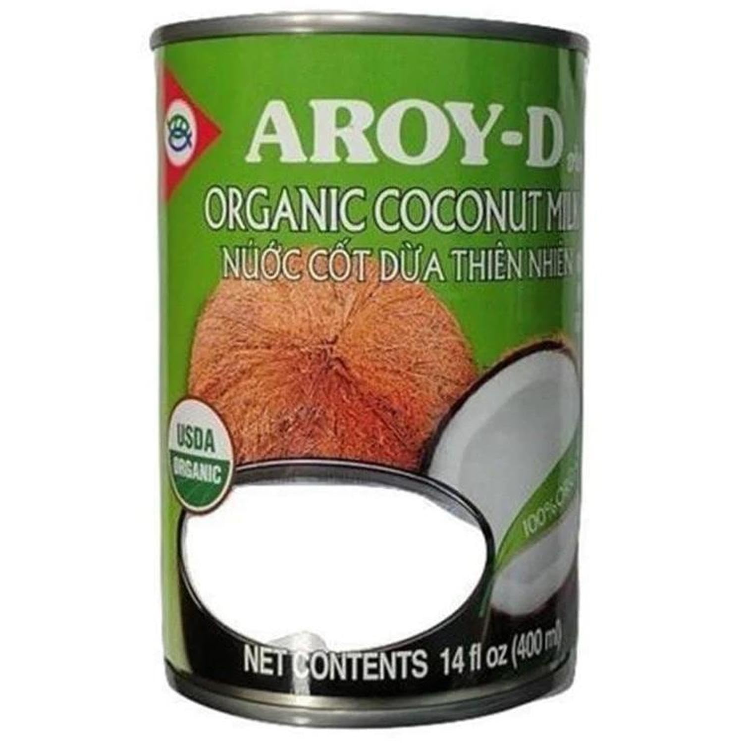 AROYD 100% Organic Coconut Milk 14oz 400ml USDA Organic (Pack 6)