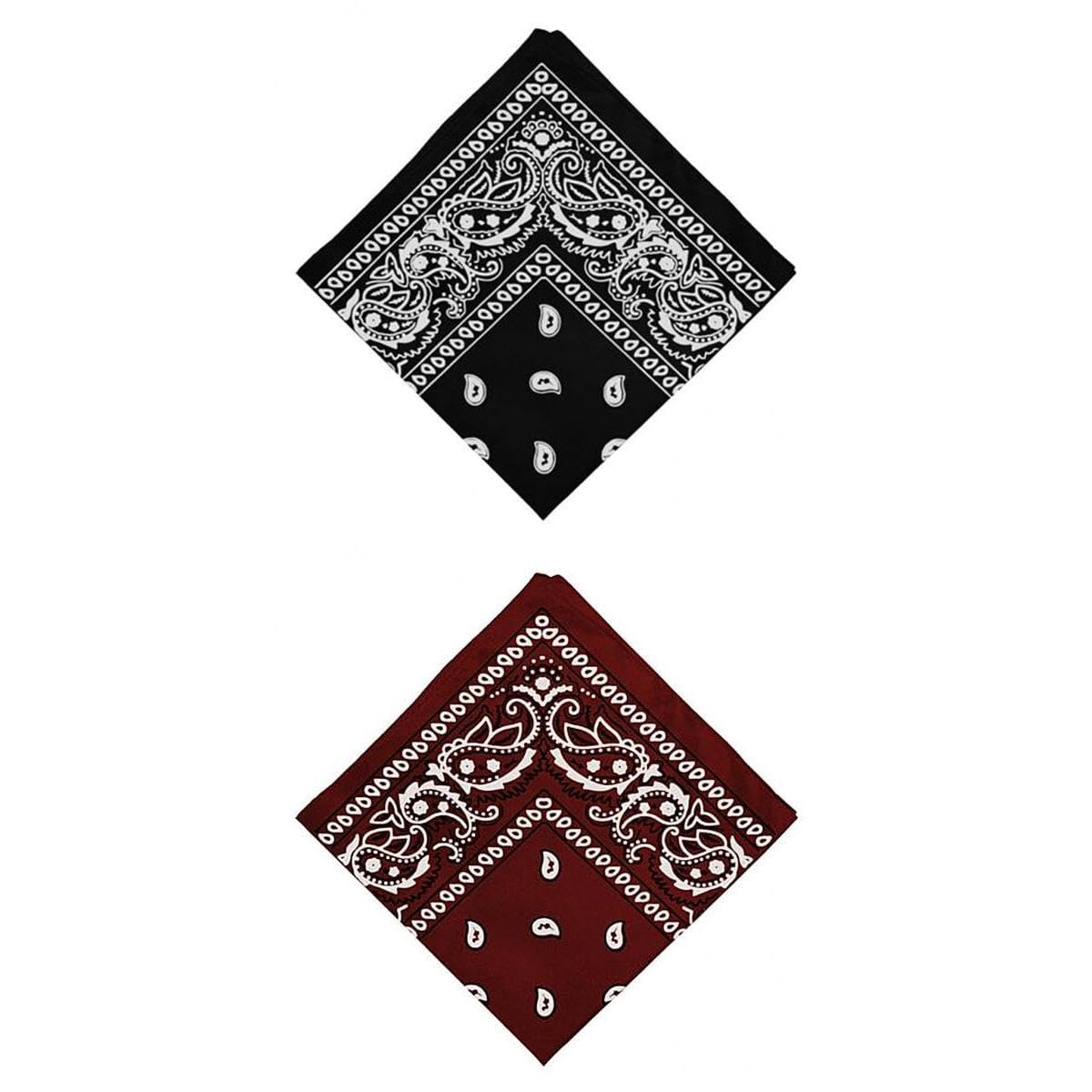 bnf Unisex Cotton Paisley Bandana Cowboy Head Scarf Head Wrap Black & Wine Red-picture-14