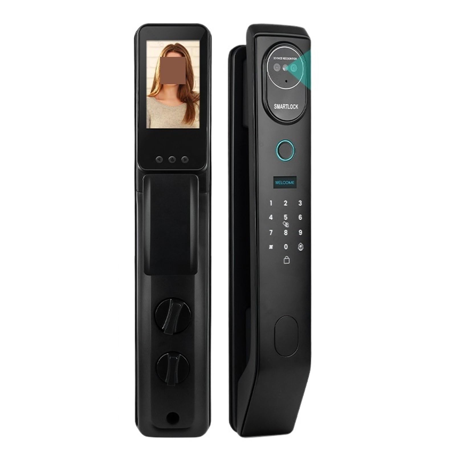 Smart Door Lock, 3D Face Smart Door Lock Security Camera Intelligent Fingerprint Password Biometric Electronic Key Unlock for Home(V8 6068)