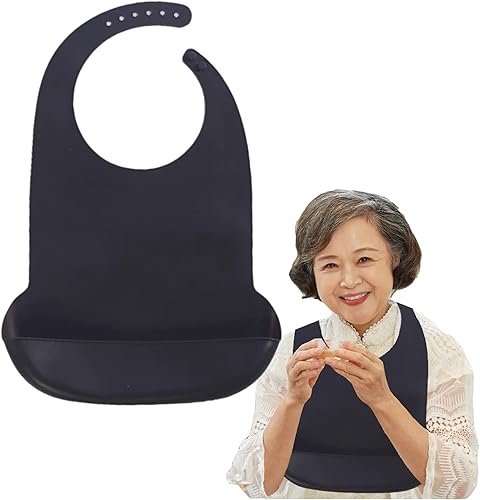Miniatura 8 de Baberos de silicona para adultos, baberos ajustables y lavables para hombres y mujeres mayores, impermeables para ancianos con atrapador de migas