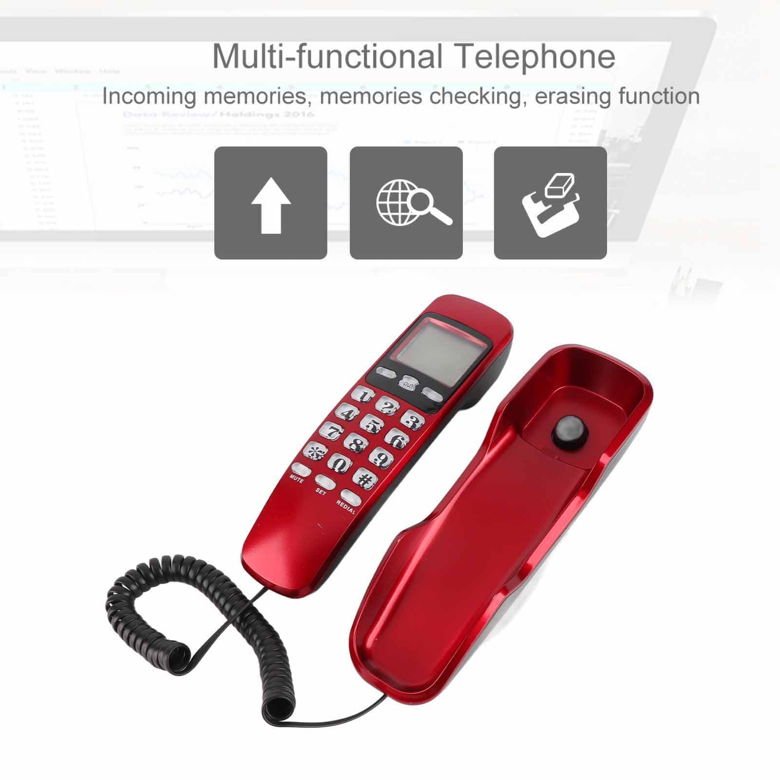 Taidda Mini Teléfono de Pared con Pantalla LCD y de Identificación de Llamadas Dual, Almacenamiento de Memoria de 38 Juegos, Teléfono Fijo Multifuncional para Oficina en Casa, para Comunicación de — view 8