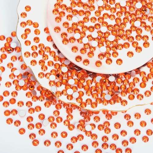 Image of 10000PCS Orange Rhinestones Bulk, Flat Back Crystal Glass Stone Round Gems,SS20, 4.6-4.8mm