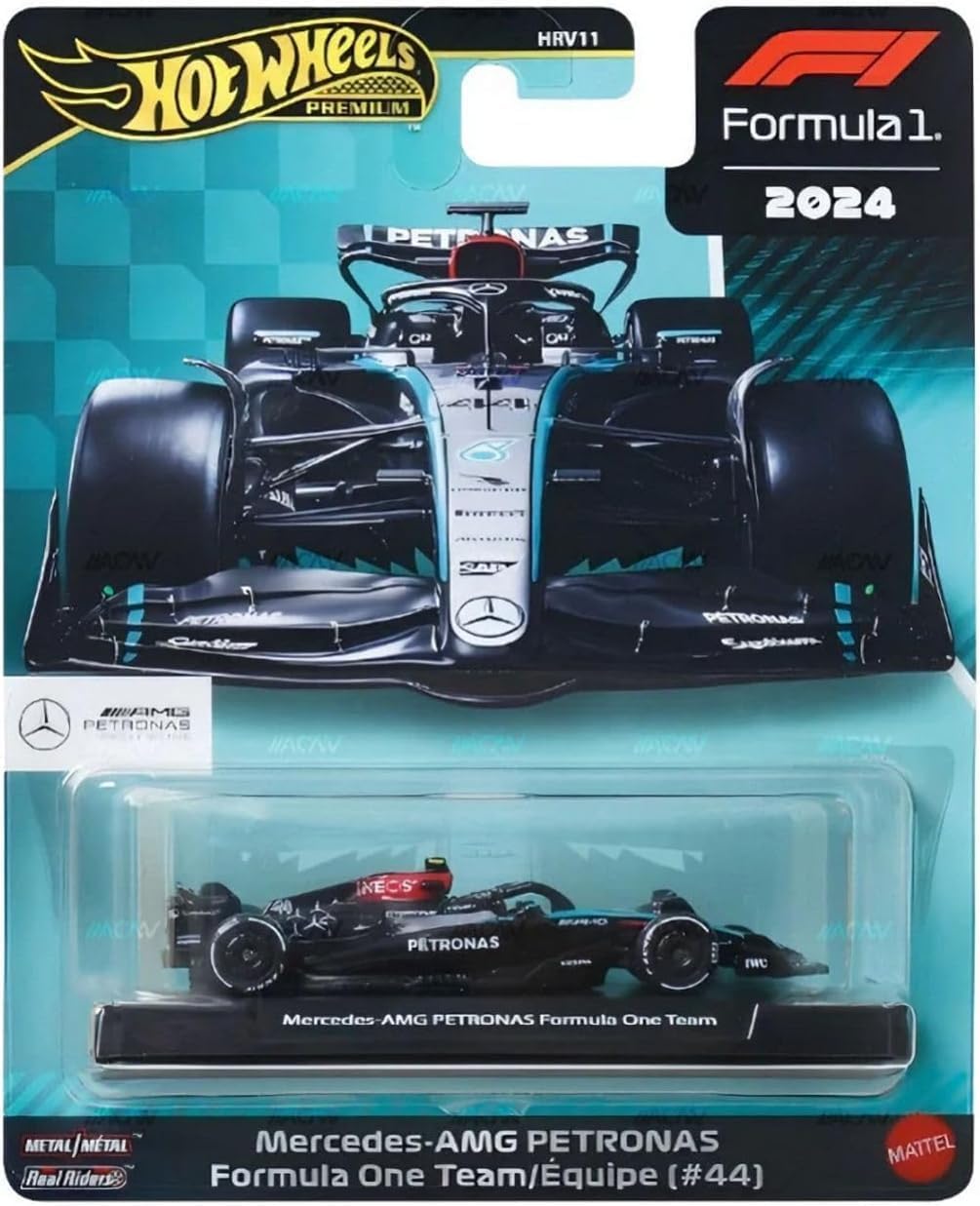 Hot Wheels Premium Formula 1 2024 Mercedes-AMG Petronas F1 Team Die-Cast Car Collection, Metal Model Cars #44 and #63