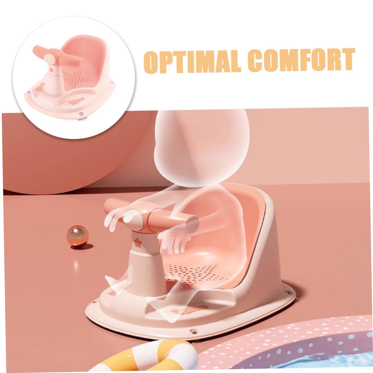 Veemoon Babybadewannensitz Kleinkind Badesitz Rutschfest mit Weichem Ergonomischem Sitz Frei für Babys Badewanne und Dusche