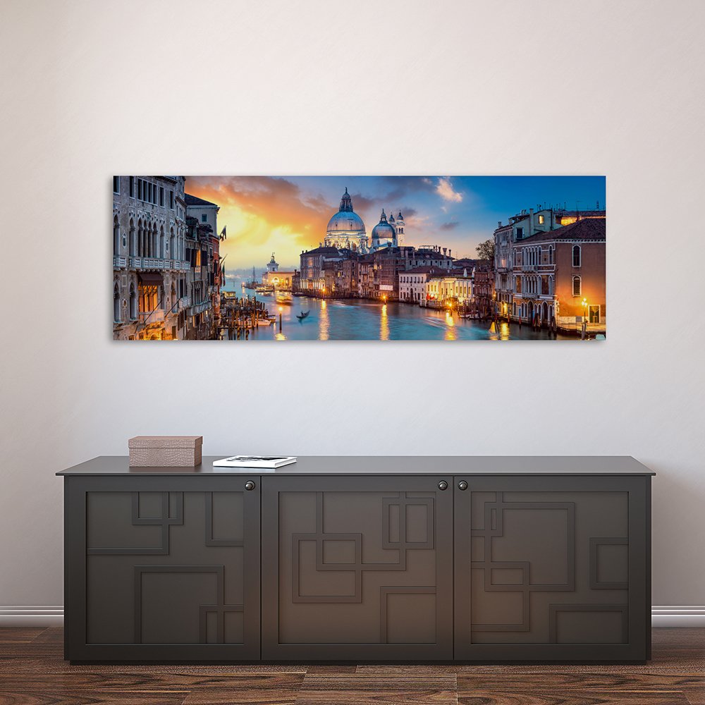 Feeby Cuadro en Lienzo Canal Grande 120x40 cm 1 Pieza Modernos Impresión Artística Calidad Fotografica Imagen Decoración de Pared Salon Dormitorio Cocina Oficina Pasillo Venecia Arquitectura, Azul