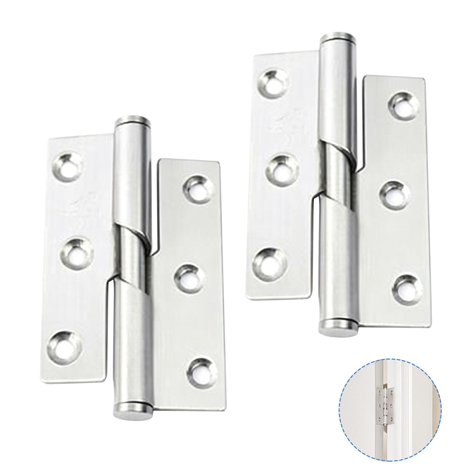 Door Drawer Repair Kit Rising Butt Lift Off Door Hinge 3 Inch /75 mm Heavy Duty Stainless Steel Doors Hinges, Door Hinges 3 inch Ideal for Wood Cabinets & Doors 2 Pack