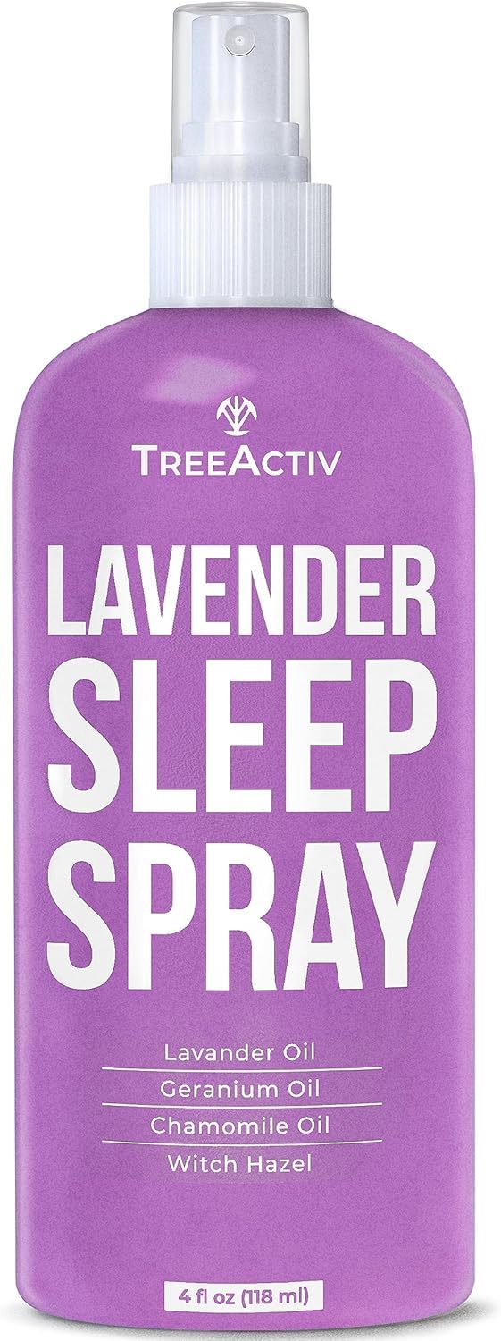 TreeActiv Sleep Spray, Calming Lavender Chamomile, Soothing Witch Hazel & Lavender Pillow Spray Air Freshener for Room, Bed, Fabric, Pillows & Linen Mist for Sleeping & Relaxation, 1000+ Sprays