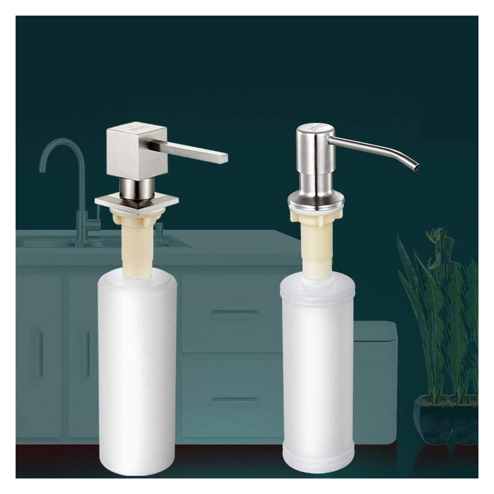 Dispensador De Jabón De Cerámica, Botella De Loción Recargable, Dispensador De Jabón Dispensador De Jabón Botella De Detergente De Cocina Cabezal De Bomba De Acero Inoxidable Prensa Dispensador De Líq