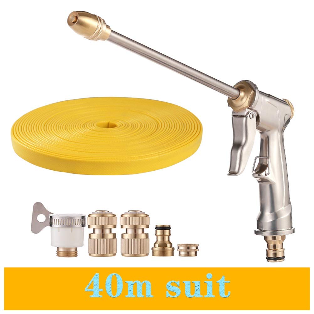 Pistolet zraszający, dysza do węża ogrodowego, metalowy, wysokociśnieniowy, regulacja wody obracająca się o 360°, zestaw 40 m