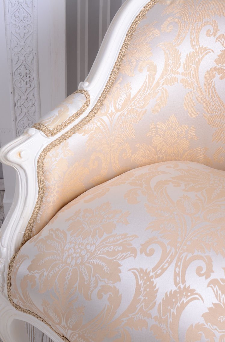 Fauteuil Bergère Baroque – Blanc – Capitonné – Oreilles – Palazzo INT