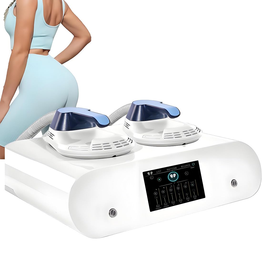 Macchina per Modellare Il Corpo a 2 Maniglie, Stimolatore Muscolare Elettronico per Braccia, Addome, Cosce E Glutei, Tonificatore Muscolare per Addominali E Glutei per Uomini E Donne WithoutRF