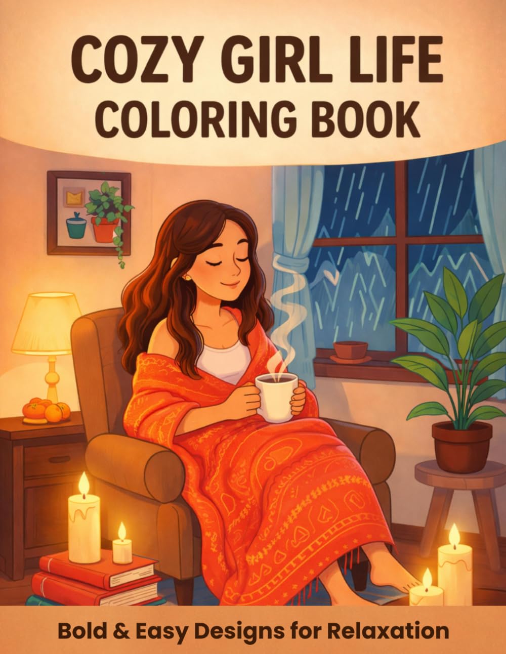Cozy Girl Life Coloring Book: Bold and Easy Designs for Relaxation, Stress Relief, and Cozy Moments