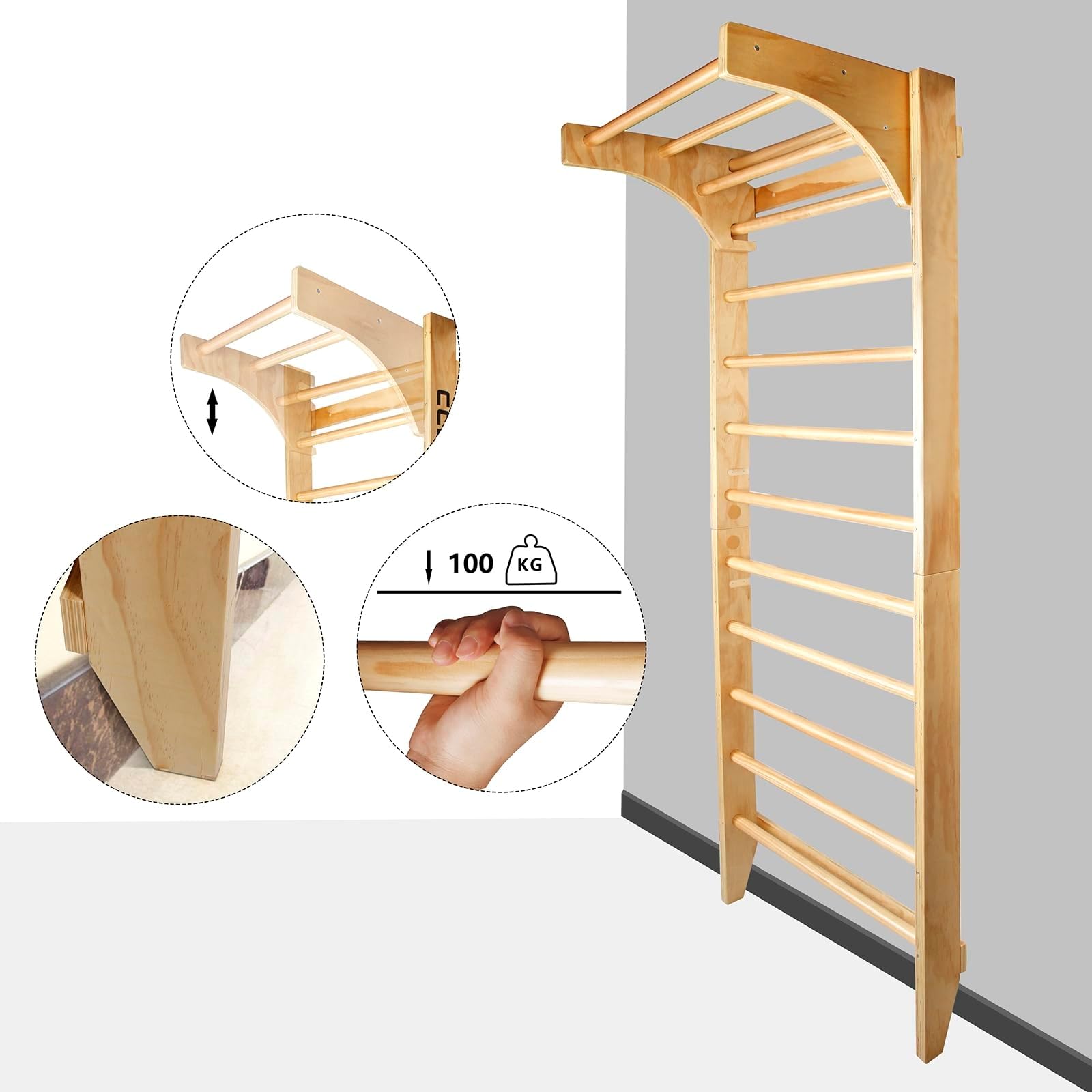 CCLIFE Spalliera Svedese Scala Svedese in Legno Telaio Arrampicata Fitness Adulti Bambini