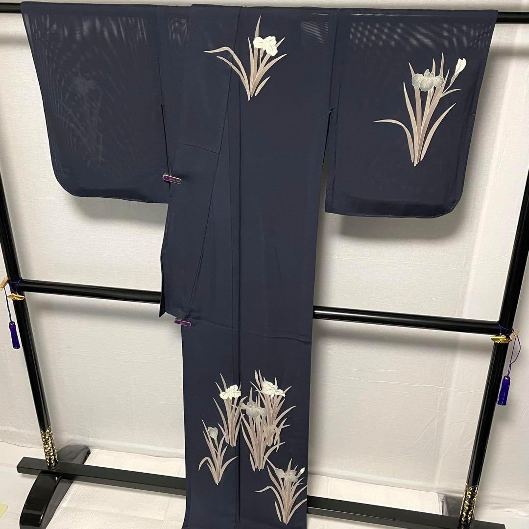 竺仙 紅梅小紋 鯉 バチ衿 浴衣 手縫い仕立て上がり スリムロング 夏着物風にも 竺仙 紅梅小紋 鯉 バチ衿 浴衣 手縫い仕立て上がり スリムロング