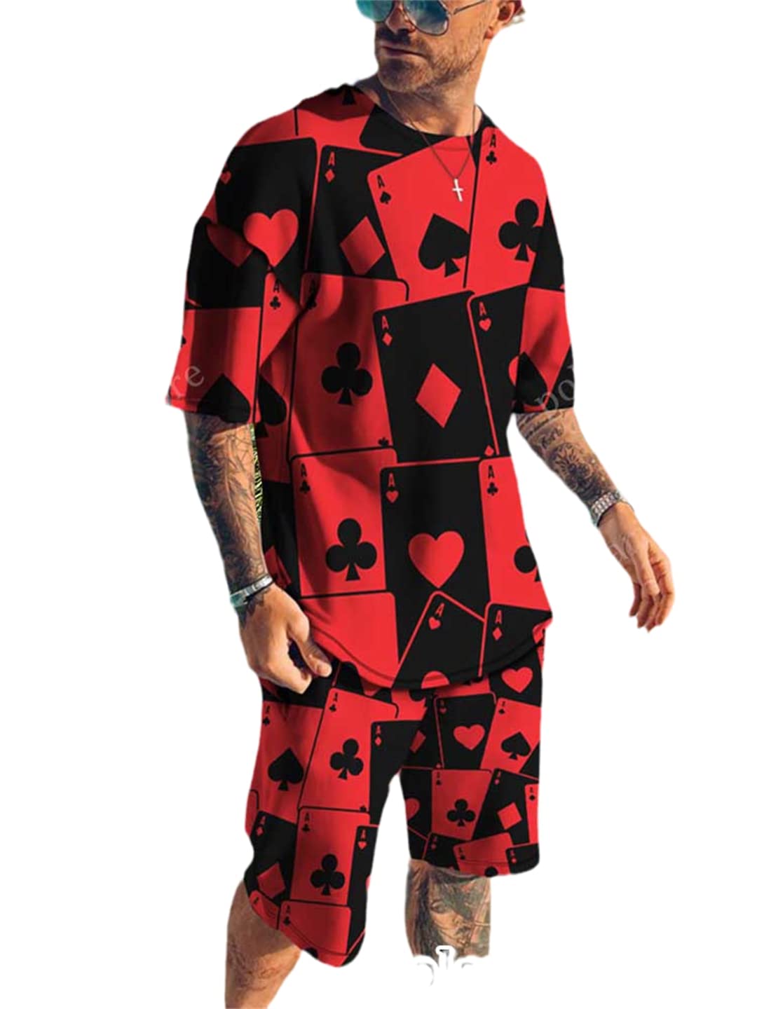 Survêtement décontracté d'été homme short de sport ensemble 2 pièces en taille L - 6
