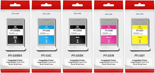 Alto rendimiento PFI030 PFI 030 PFI-030 Cartucho de tinta PFI-030MBK PFI-030BK PFI-030C PFI-030M PFI-030Y Reemplazo para Canon PFI 030 PFI-030
