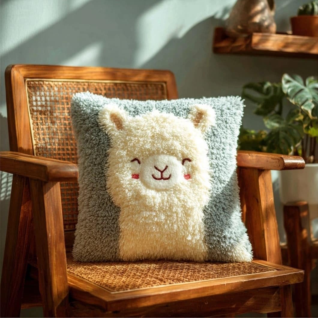 Taxpy Latch Hook Cushion Kit for Beginners Alpaca