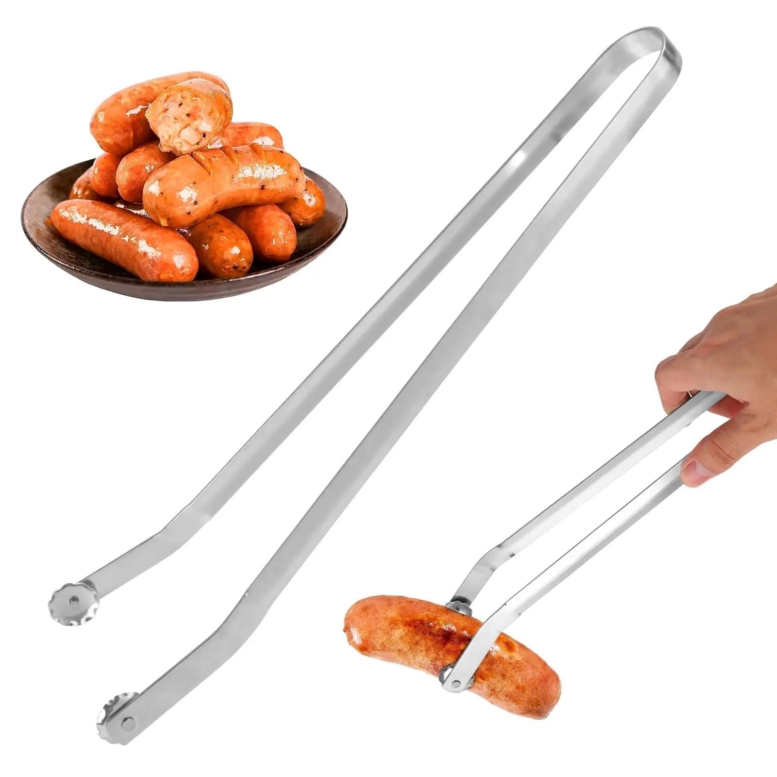 Szczypce do grillowania ze stali nierdzewnej do mięsa steków, 30/40/50 cm, bardzo długie szczypce do grilla, akcesoria kuchenne (M)