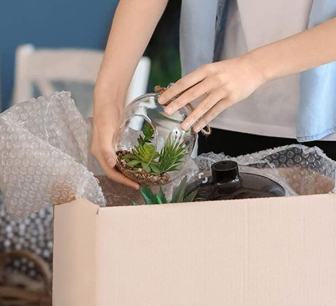 HYTAMA TOOLS Luftpolsterfolie für Verpackung, Höhe 1 m x 50 m, Luftpolsterfolie für Transport, Umzug, zum Schutz zerbrechlicher Gegenstände