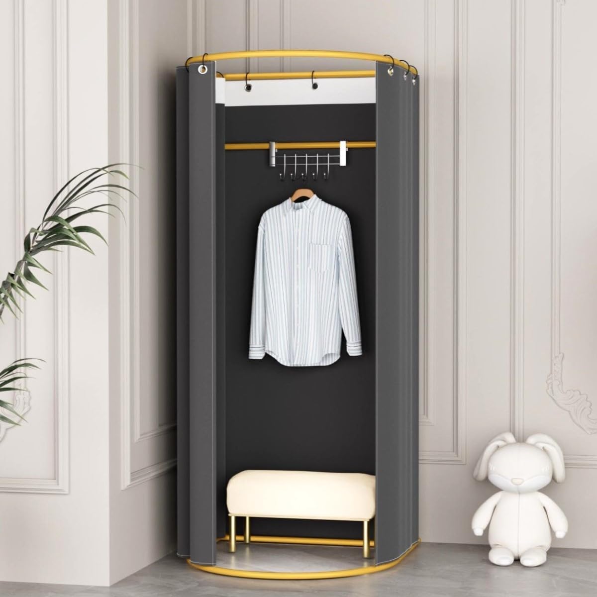 JVVMNJLK Clothing Store Fitting Room, Portable Changing Room, Privacy Protection Dressing Room with Shading Curtain, Temporary Wall for Activities Shopping Malls, Grey