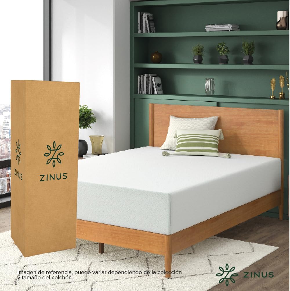 Zinus Green Tea Colchón Queen Memory Foam con Esencia de Té Verde Que