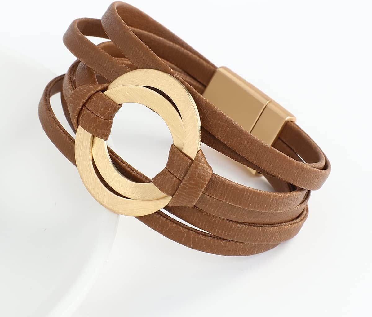 hotoo Circle Charm Bracelets for Women Handmade Leather Wrap Bracelets for Couples Friendship Bracelet Bohemian Cuff Bangle Boho Jewelry Gift - Image 6