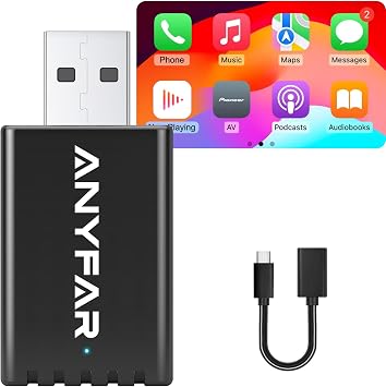 A4 Wireless CarPlay Android Auto Adapter for iPhone & Android Phone | Dual-core 5G Chips, OTA, 5.8Ghz WiFi No Lag Car Play Dongle with USB-C Cable for OEM Wired CarPlay / Android Auto Cars 2016+