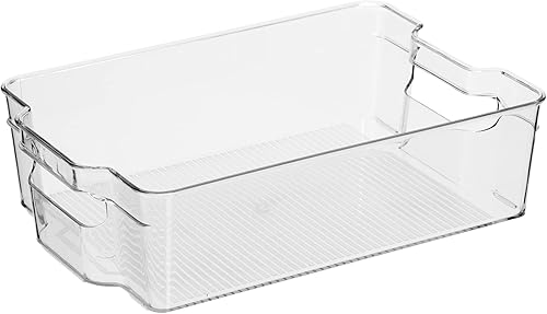Miniatura 2 de Oggi Contenedor de almacenamiento apilable con asa, ancho (12.5 x 8.5 x 3.5 pulgadas), ideal para organización de cocina, almacenamiento de