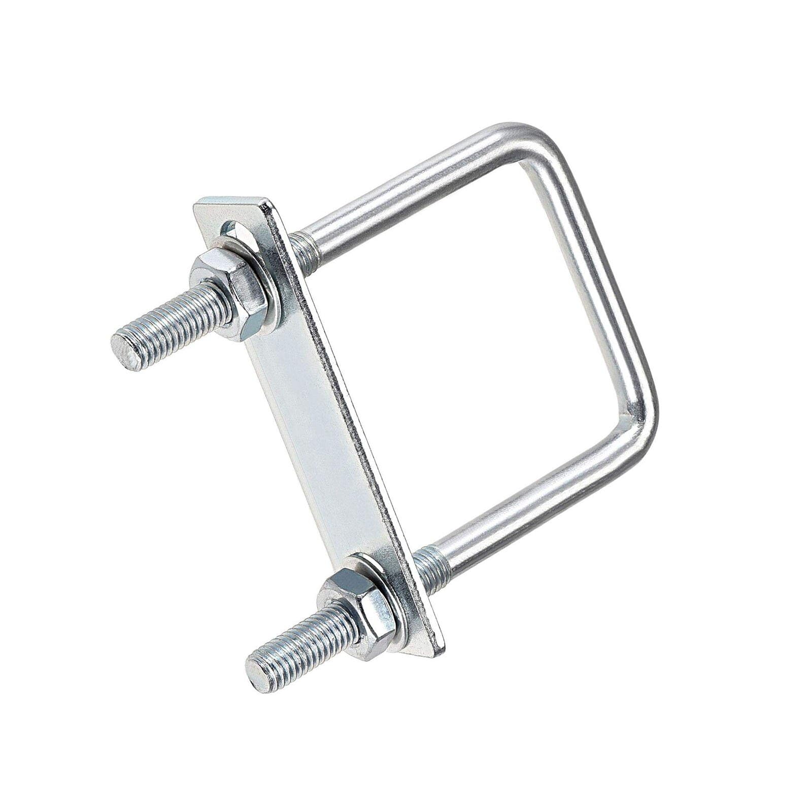 TOP-VIGOR 4 sets M8 Square U-Bolts, 50mm Inner Width 100mm Length Steel U-Bolts with Nut, Plate, Washer for Building Installations Mechanical Parts Connection Cehicles Ships — image 1