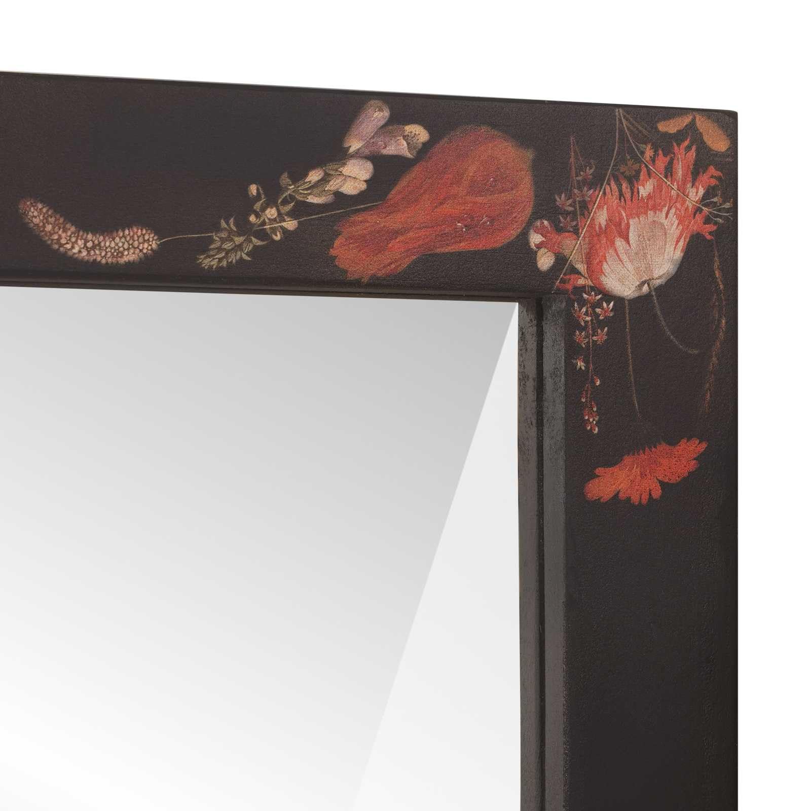 Badezimmerspiegel Wandmontiert mit floralem Muster, 70x50 cm, Mehrfarbig, Flacher Glas Spiegel für klare Reflexion, ideal für Rasur und Make-up, modernes Design für stilvolle