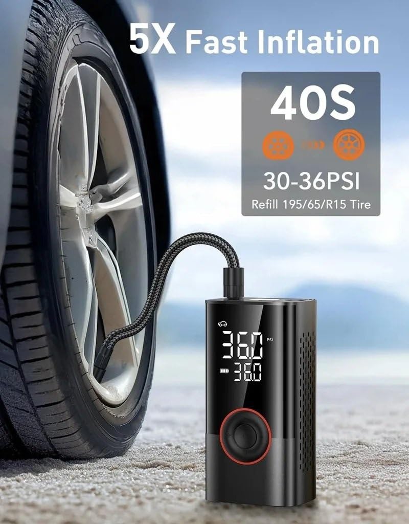 Inflador Ruedas Coche Inflador de neumáticos con bomba de aire de 150PSI, compresor de aire portátil con manómetro Digital para coche, bicicleta, motocicleta y bola Compresores de aire portátiles