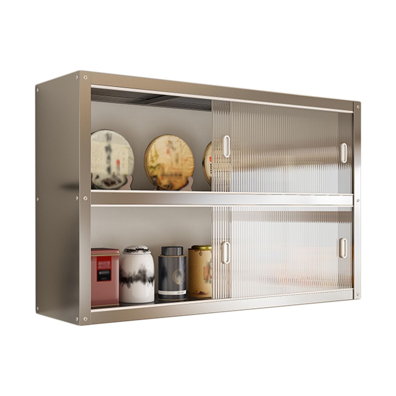 Armadietto da cucina in acciaio inox con ante scorrevoli, per garage e magazzino, senza pannello posteriore (70 x 30 x 70 cm)