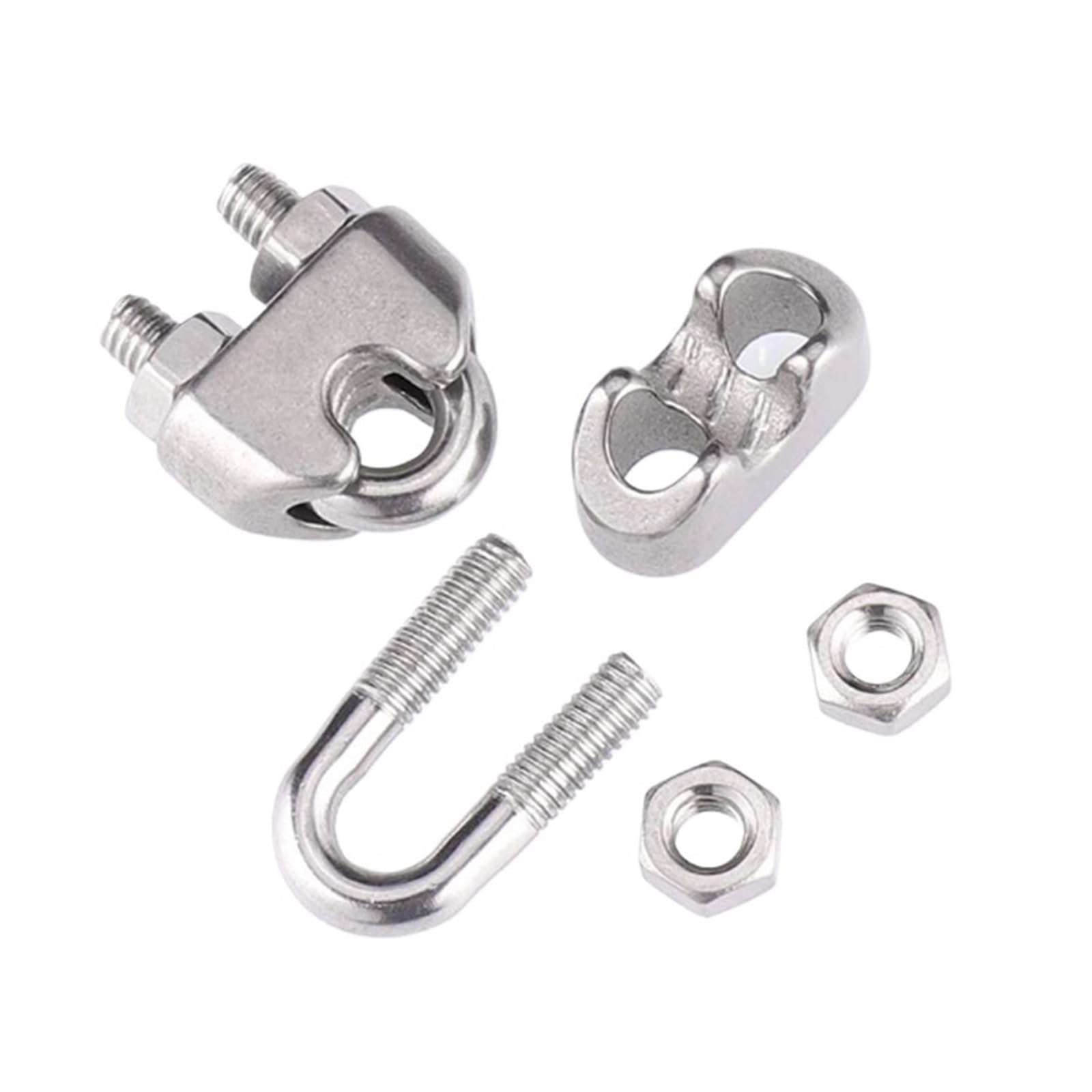 20 abrazaderas for cable de acero M2-M10, de acero inoxidable, con pernos en U antideslizantes.(M6-20pcs)