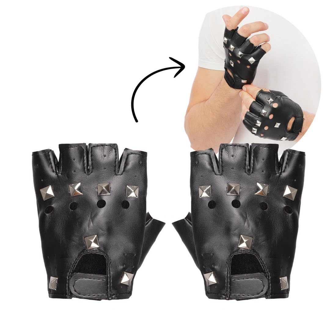 P'tit Clown 18430 Punk Gloves - One Pair - Black, 14 x 10 - Image 3