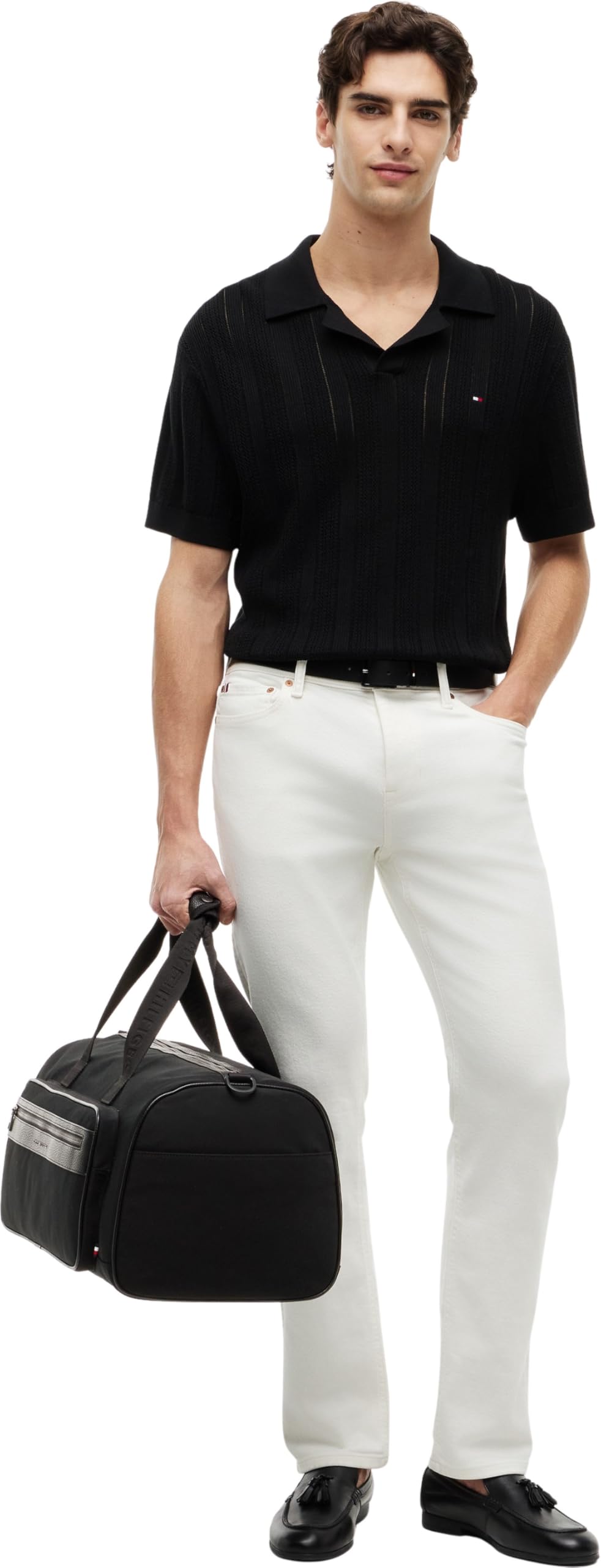 Tommy Hilfiger Herren Weekender Reisetasche Repreve Duffle mit Crossbody-Riemen, Schwarz (Black), Einheitsgröße