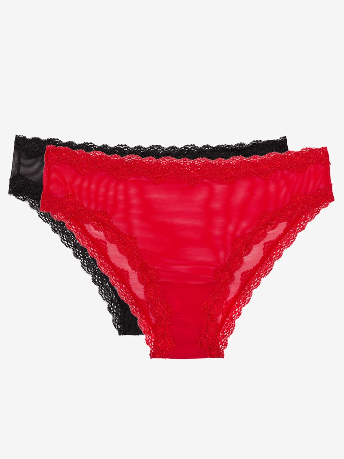 Smart & Sexy Women's Lace Trim & Mesh Panty 2 Packs Sexy Thongs & Cheeky Bikinis - Image 7