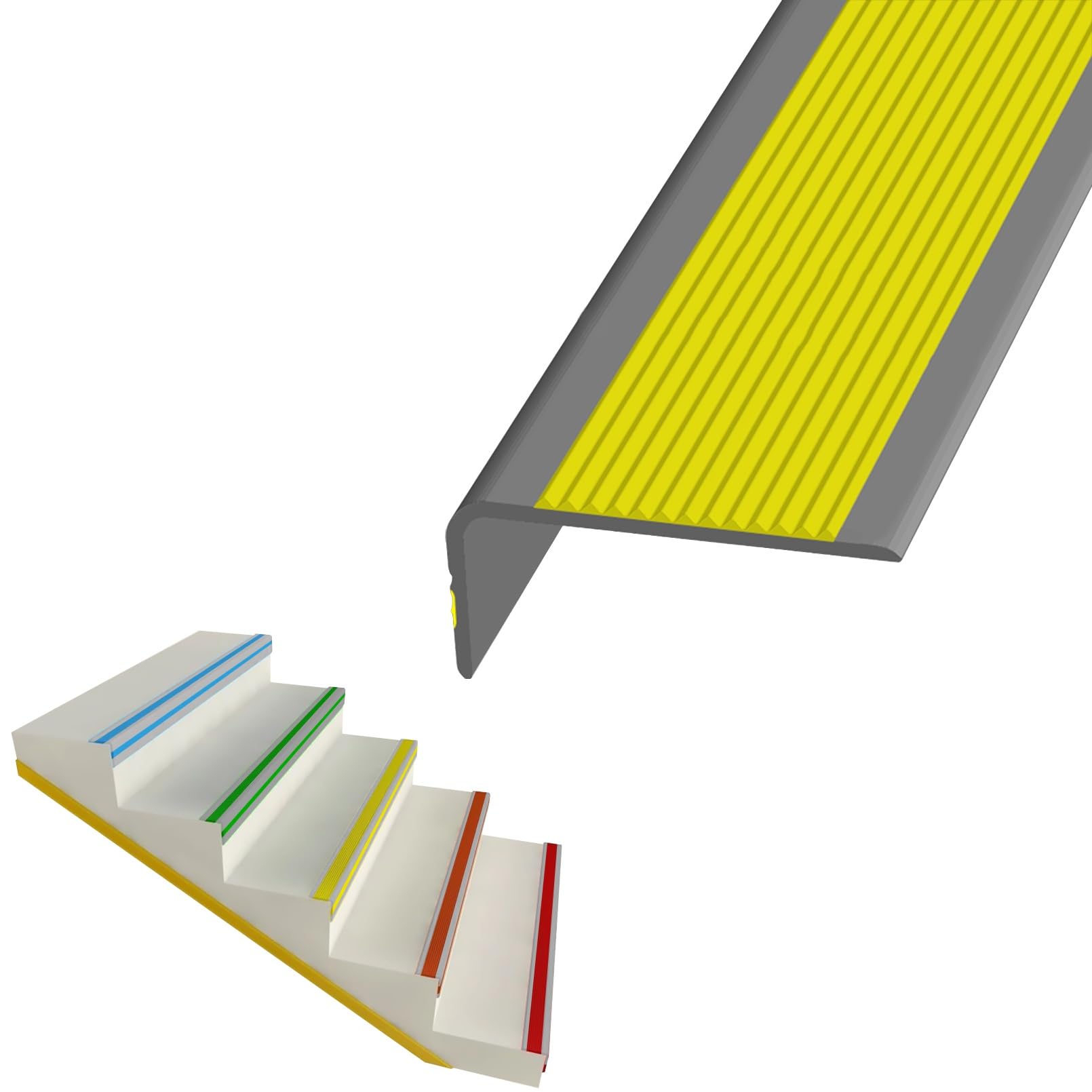 Perfil de Borde de Escalera Autoadhesivo, Tiras Antideslizantes Para Peldaños, Autoadhesivo, Buena Flexibilidad, Utilizado Para Escaleras Interiores Y Exteriores, Protector de Bordes de Escaleras(Gray