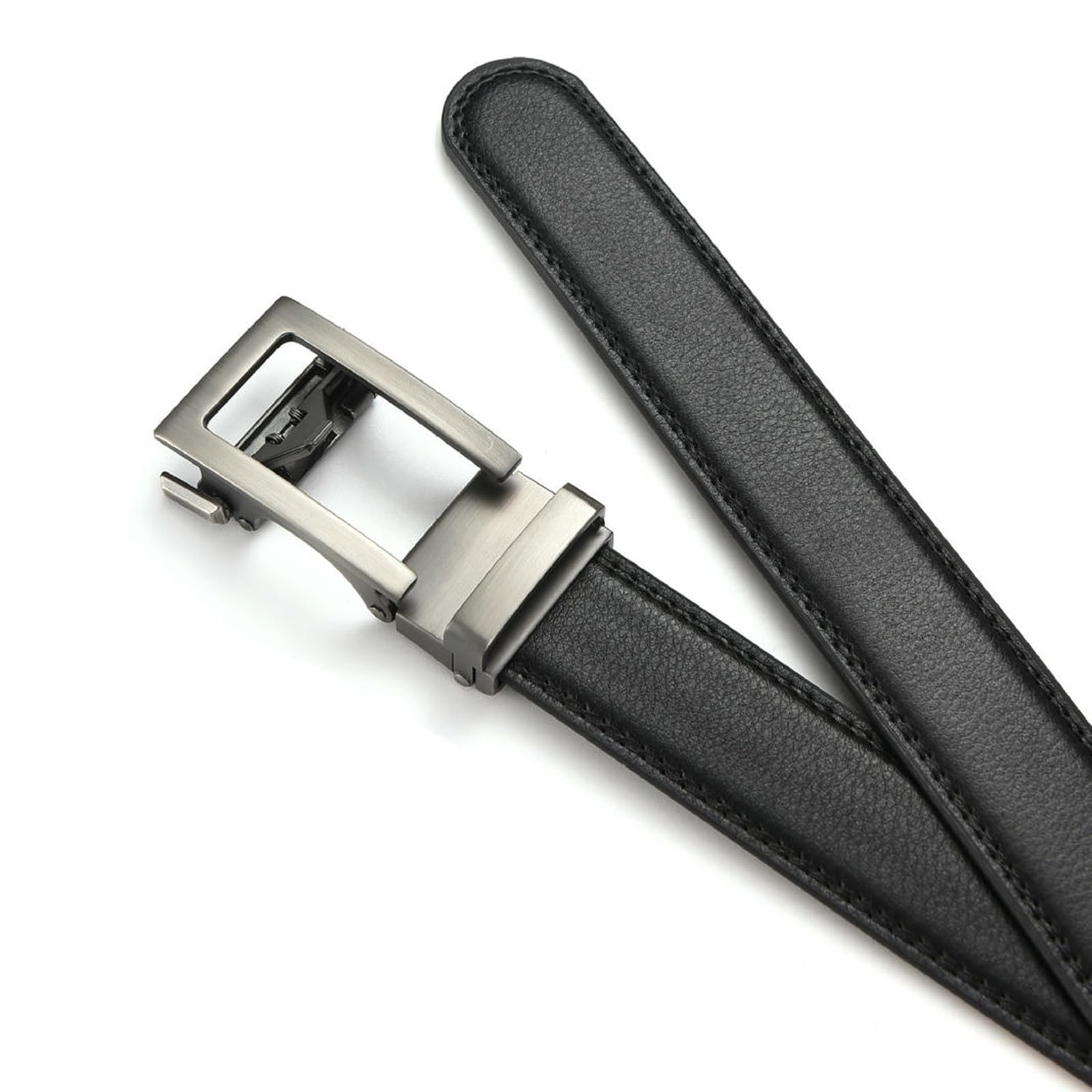 Cintura Uomo Cintura di Fibbia Automatica in Pelle Vera da Uomo - Elegante Cintura Casual E Formale per Abiti, Jeans, Pantaloni - Design Classico Regolabile-argento-grigio-125 Cm