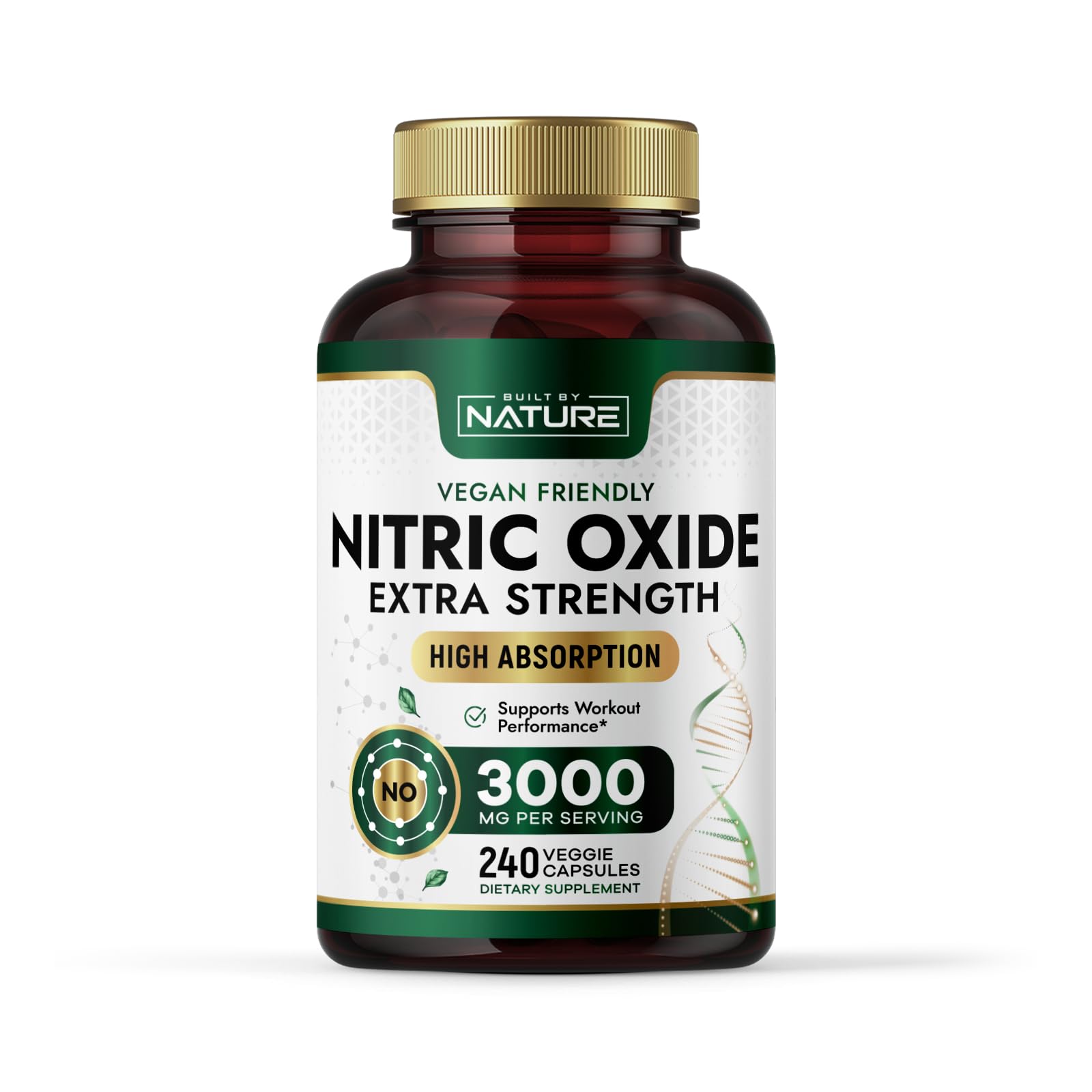 Built by Nature Nitric Oxide Supplement, 240 Capsules