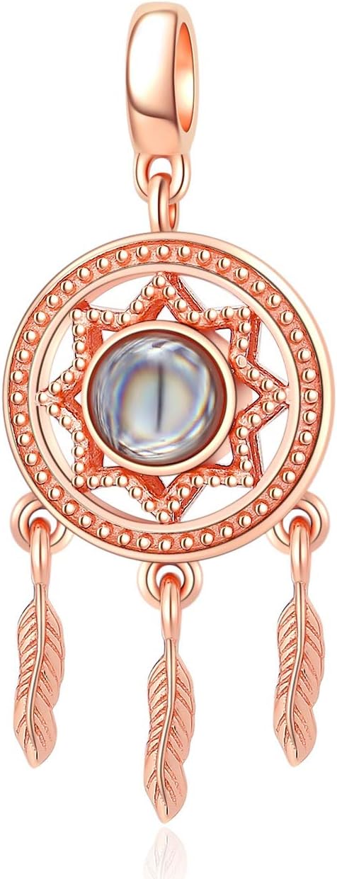 SOUKISS Dream Catcher Charms 925 Sterling Silver Crystal Pendant Feather Flower Bead for European Bracelet Necklace
